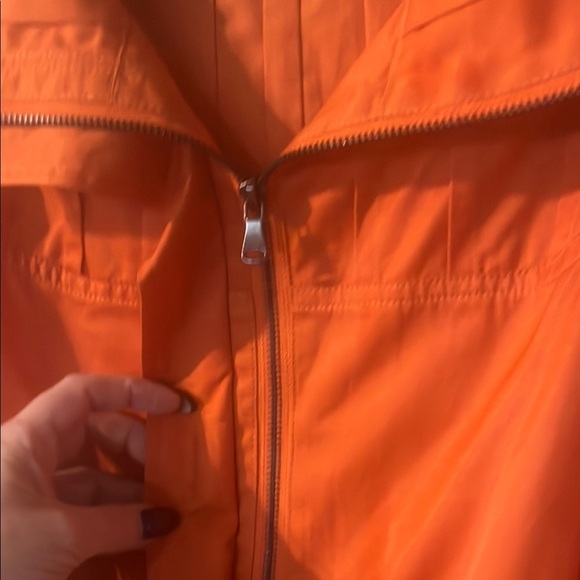 Orange zip up belted lightweight jacket - Picture 6 of 7